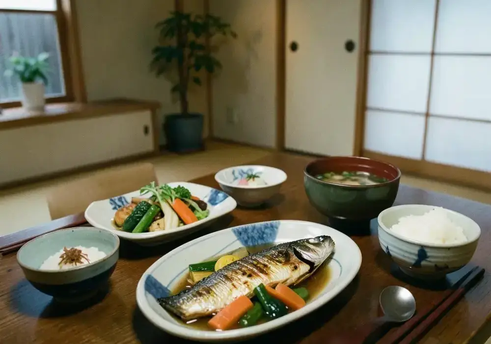家庭の食卓に並んだ季節の和食