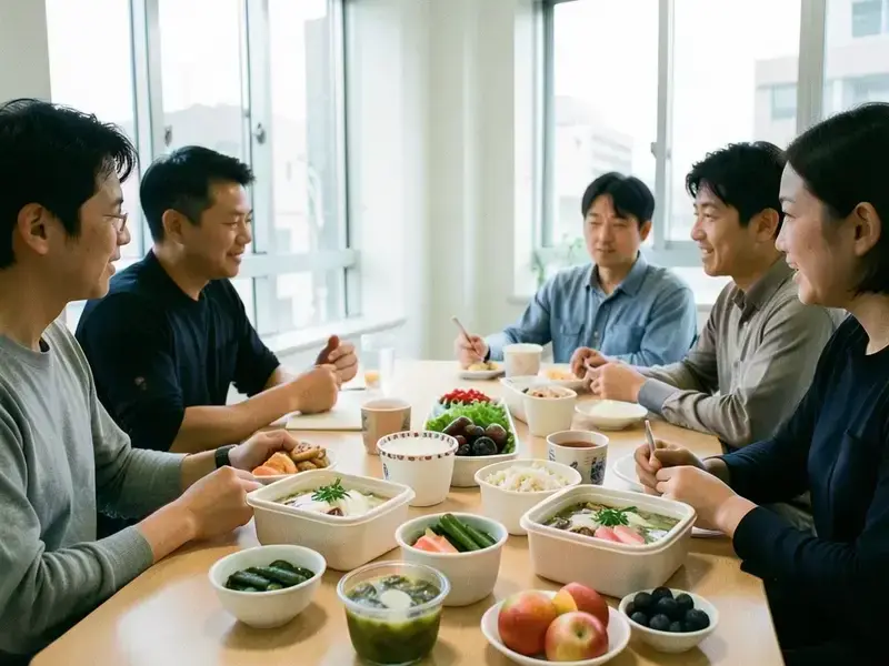 オフィスで共有される軽食の箱と湯飲み
